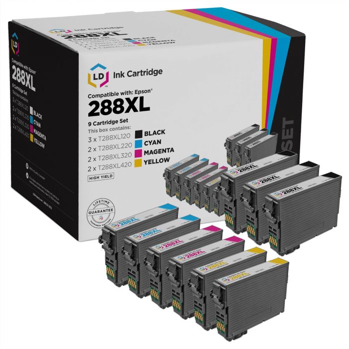 2 Black 1 Cyan 1 Magenta 1 Yellow GREENBOX Remanufactured Ink Cartridge Replacement for Epson 288 288XL T288 T288XL Used in Expression Home XP-440 XP-430 XP-330 XP-340 XP-434 XP-446 Printer 