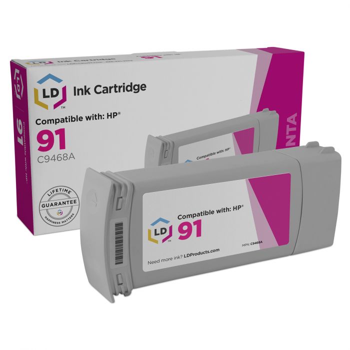 MS Imaging Supply Remanufactured Inkjet Cartridge Replacement for HP C9468A 91 Magenta, 2 Pack 