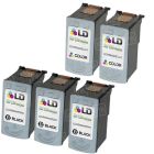 Inkjet Supplies for Canon Printers - Remanufactured Bulk Set of 5 Ink Cartridges 3 Black Canon PG-40 (0615B002) and 2 Color Canon CL-41 (0617B002)