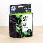 OEM HP 62XL/62 Black High Yield and Tri-Color Standard Yield Ink Cartridge, N9H67FN