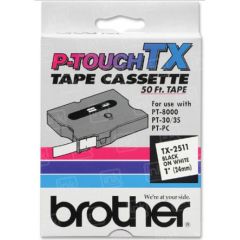 OEM Brother TX2511 Black on White 1" Tape