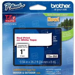 OEM Brother TZe252 Red on White Tape