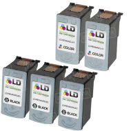Inkjet Supplies for Canon Printers - Remanufactured Bulk Set of 5 Ink Cartridges 3 Black Canon PG-40 (0615B002) and 2 Color Canon CL-41 (0617B002)