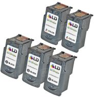 Inkjet Supplies for Canon Printers - Remanufactured Bulk Set of 5 Ink Cartridges 3 Black Canon PG-210 (2974B001) and 2 Color Canon CL-211 (2976B001)