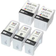 Inkjet Supplies for Epson Printers - Remanufactured Bulk Set of 5 Ink Cartridges 3 Black Epson T040120 (T040) and 2 Color Epson T041020 (T041)