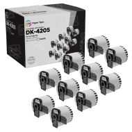 Compatible Brother DK-4205 Black on White Removable Continuous Length Paper Tape - 2.4 in x 100 ft (62 mm x 30.4 m) 10 pack