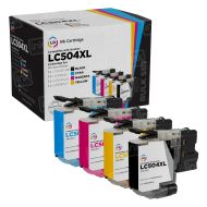 Compatible Brother Set of 4 LC504XL High Yield Ink Cartridges: 1 Each of Black, Cyan, Magenta & Yellow