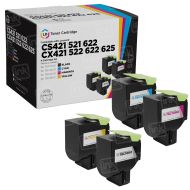 Set of 4 Lexmark Compatible CS421/521/622 & CX421/522/622/625 Laser Toner Cartridge