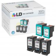 Bulk Set of 5 Remanufactured Replacement Ink Cartridges for HP 74XL and HP 75XL (3 BK, 2 CLR)