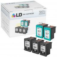 Bulk Set of 5 Remanufactured Replacement Ink Cartridges for HP 94 and 97 (3 Black, 2 Color)