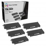 5 Pack Brother TN360 High Yield Black Compatible Toner Cartridges