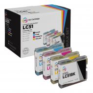 Set of 4 Brother Compatible LC51 Ink Cartridges: BCMY