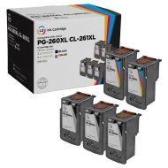 Remanufactured Canon 3 Black PG-260XL and 2 Color CL-261XL High Yield Ink Cartridge Set of 5