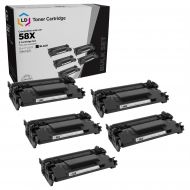 Set of 5 Compatible Black Toners for HP 58X (HP CF258X)