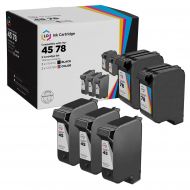 Bulk Set of 5 Remanufactured Replacement Ink Cartridges for HP 45 and 78 (3 Black, 2 Color)