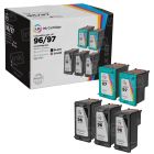 Bulk Set of 5 Remanufactured Replacement Ink Cartridges for HP 96 and 97 (3 Black, 2 Color)