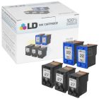 Bulk Set of 5 Remanufactured Replacement Ink Cartridges for HP 27 and 22 (3 Black, 2 Color)