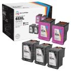 LD Remanufactured Black & Color Ink Cartridges for HP 65XL