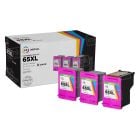 LD InkPods&trade; Ink Cartridge Replacements for HP 65XL (Color, 3-Pack with OEM printhead)