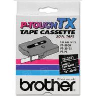 OEM Brother TX3351 White on Black 1/4" Tape