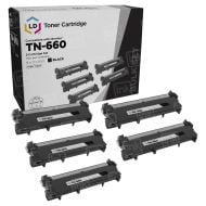 5 Pack Brother TN660 High Yield Black Compatible Toner Cartridges