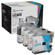 Set of 4 Brother Compatible LC203 Ink Cartridges: BCMY