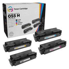 Compatible Canon 055H High Yield Set of 4 (BK/C/M/Y) Toner Cartridges with Chips