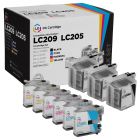 Set of 9 Brother Compatible LC209 and LC205 Ink Cartridges: 3BK & 2 each of CMY