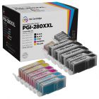 Compatible Canon PGI-280XXL / CLI-281XXL: 3 Pigment Bk PGI-280XXL & 2 Each of CLI-281XXL Bk, C, M, Y (Super HY Set of Ink)