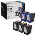 Bulk Set of 5 Remanufactured Replacement Ink Cartridges for HP 27 and 28 (3 Black, 2 Color)