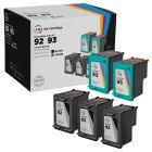 Bulk Set of 5 Remanufactured Replacement Ink Cartridges for HP 92 and 93 (3 Black, 2 Color)