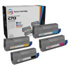 Compatible C712 Set of 4 Laser Toner Cartridges for the Okidata Printer