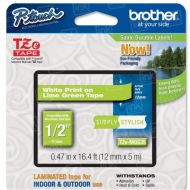 OEM Brother TZeMQG35 White on Lime Green Tape
