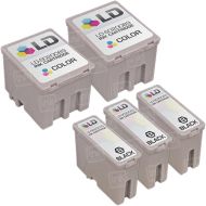 Inkjet Supplies for Epson Printers - Compatible Bulk Set of 5 Ink Cartridges 3 Black Epson S020093 and 2 Color Epson S020089