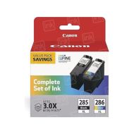 OEM Canon (PG-285XL / CL-286XL) High Yield Black and Color Ink Cartridges