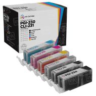 Compatible Canon PGI-230 and CLI-231 Ink Tanks: 1 Pigment Black PGI-230 & 1 Each of CLI-231 (PBk/Bk/C/M/Y/GY)