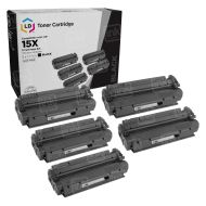 5 pack Compatible HP 15X High Yield Black Toner Cartridge, C7115X