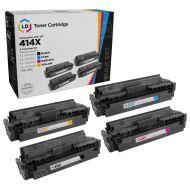 Set of 4 Compatible HP 414X Toner Cartridges: Black/Cyan/Magenta/Yellow with ink level chip