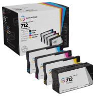 Set of 4 Remanufactured HP 712 Inkjet Cartridge: Black, Cyan, Magenta, Yellow
