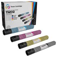 Set of 4 Compatible Konica Minolta TN512 Toner Cartridges (Black, Cyan, Magenta, Yellow)