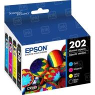 Original Epson 202 Black and Color Ink Cartridges C/M/Y/K 4-Pack, T202120-BCS