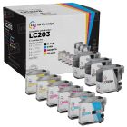 Set of 9 Brother Compatible LC203 Ink Cartridges: 3BK & 2 each of CMY