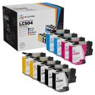 9-Pack Compatible Brother LC504 Standard Yield Ink Cartridges:  3 Black and 2 Each of Cyan, Magenta & Yellow