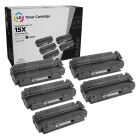 5 pack Compatible HP 15X High Yield Black Toner Cartridge, C7115X