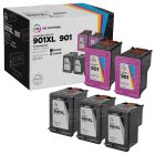 Bulk Set of 5 Remanufactured Replacement Ink Cartridges for HP 901XL  / HP 901(3 Black, 2 Color)