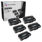 5 pack of Ricoh Remanufactured 406989 Extra High Yield Black Toner Cartridge